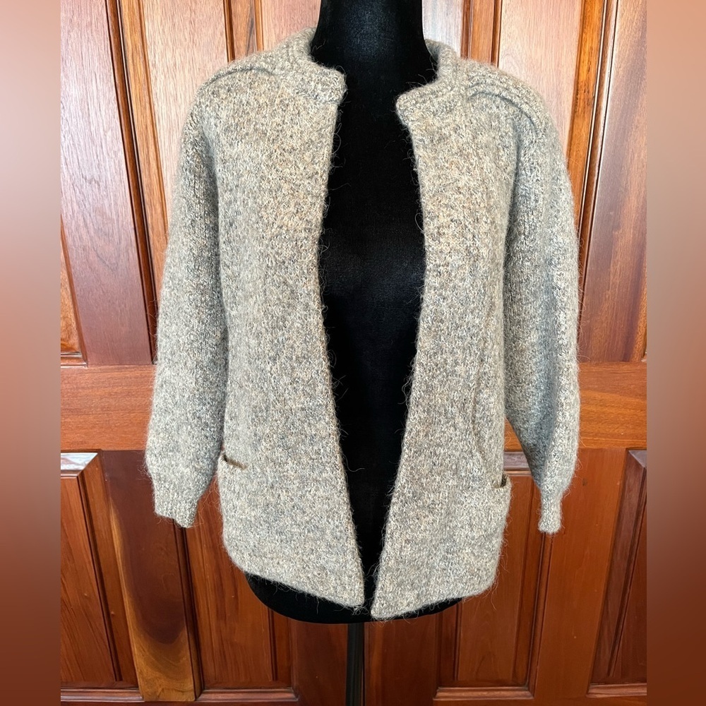 Cozy Open-Front Gray Bouclé Cardigan Sweater